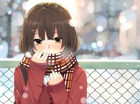 Anime Girl Winter Snow Cute Cold Wallpaper 1440x1066