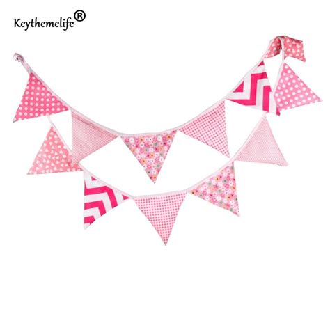 Keythemelife Pink Flags Banners Bunting Home Wedding Decor 33m 12