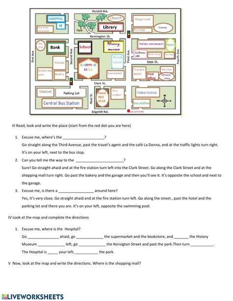 Asking For And Giving Directions Interactive Worksheet Worksheets