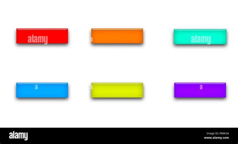 Set Of Multicolor Blank Rectangle Glass Buttons Isolated Ob White