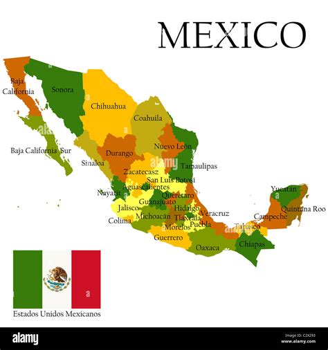 Mapa De Mercator De México Y La Bandera Fotografía De Stock Alamy