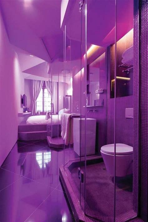 Most of the vanity is located or mounted at the corner of the room. 25+ Amazing Purple Bathroom Vanity Lighting Ideas # ...