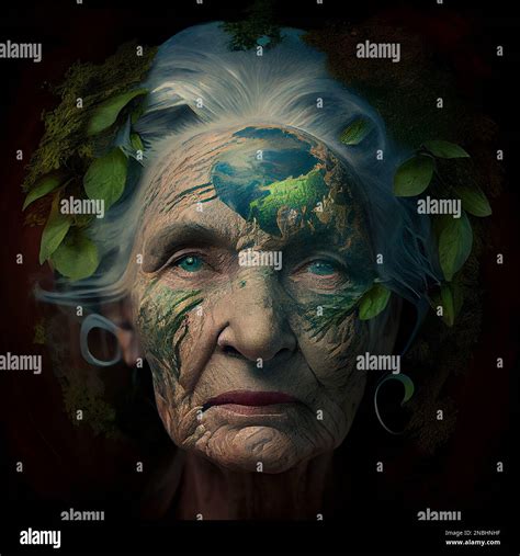 Mother Earth Portrait Of Woman And Nature Environment Concept