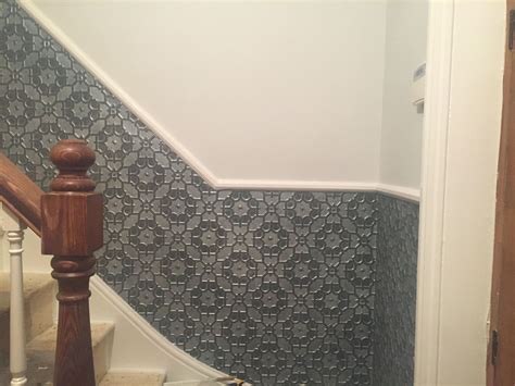 Lincrusta With A Grey And Silver Finish Finally Up In The Hallway