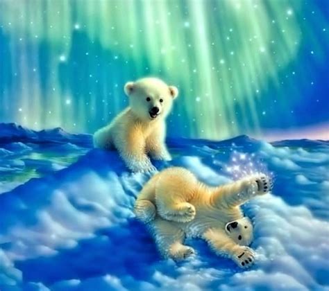 Cute Polar Bears Cute Painting Bears Winter HD Wallpaper Peakpx