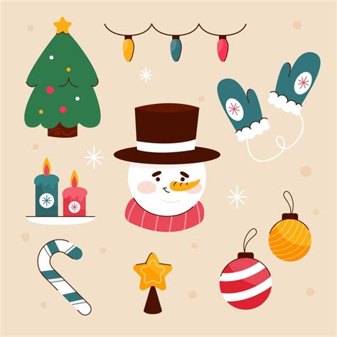 Free Vector Christmas Element Collection In Flat Design