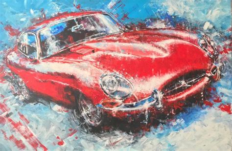 John Lawson E Type Jaguar Original Abstract Classic Car Painting