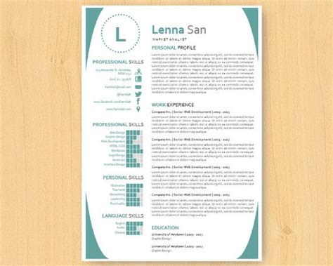 Teal Oval Modern Microsoft Word Resume Template Resume By Inkpower 1000