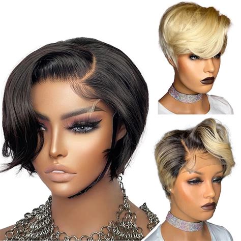 613 Blonde Short Bob Wig Pixie Cut Wig Human Hair Wigs For Etsy Uk