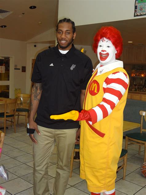 Kawhi leonard (right foot) will not suit up for wednesday's game vs. Kawhi Leonard and Ronald McDonald pose during a visit to the Ronald McDonald House of San ...
