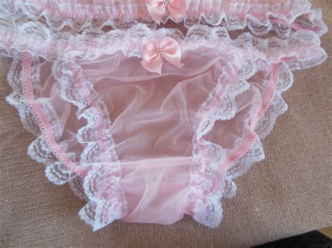pink sheer nylon bralette and pantie set sissy cd tv ebay