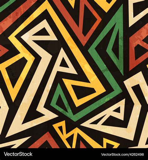 African Geometric Seamless Pattern With Grunge Vector Image