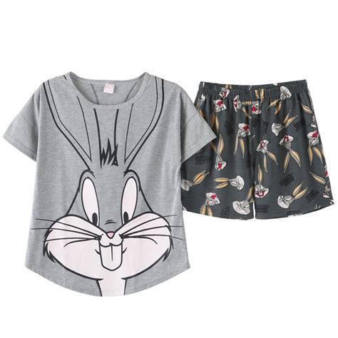Vintage Bugs Bunny Pajamas 4colordress In 2020 Pyjamas Womens Pajama Set Women Pajama Set