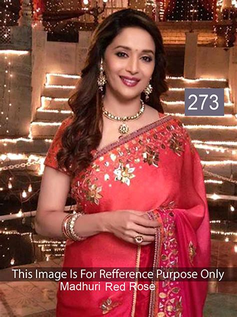 Madhuri Dixit Red Heavy Embroidered And Sequence Georgette Bollywood