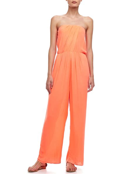 Young Fabulous And Broke Strapless Wideleg Jumpsuit In Orange Lyst