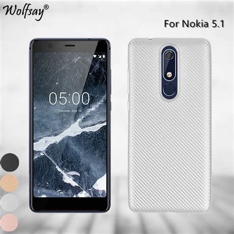 Wolfsay Soft Rubber Silicone Phone Case For Nokia 51 Case Carbon Fiber