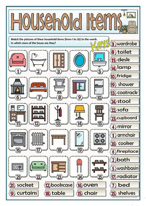 Household Items Vocabulary Vocabulary Learning English For Kids