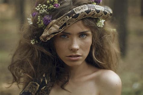 Sin Girl Model Tempation Face Woman Katerina Plotnikova Snake