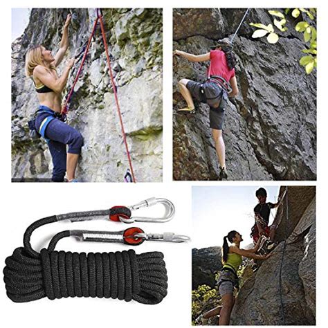 Ginee Outdoor 10mm Static Rock Climbing Rope 100ft Black Safety Ropes