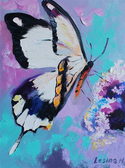 Butterfly Oil Painting On Canvas Butterfly Wall Art Colorful Etsy