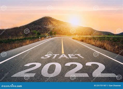 Start 2022 Written On Highway Road In The Middle Of Empty Asphalt Road