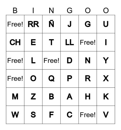 Alfabeto Bingo Card