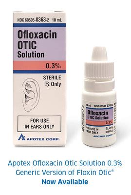 Acetic acid otic solution is for otic administration only; Apotex Ofloxacin Otic Solution 0.3% Generic Version of ...