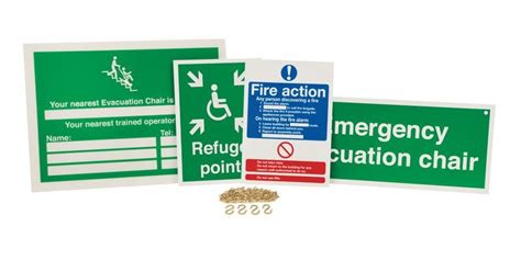 A safe condition sign is always depicted by green and white. Evacuation Chair Sign Awareness Kits | Seton