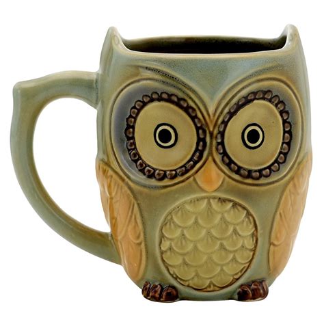 Teagas Cute Owl Mug Cup Oz Cyan Cute Owl Morning Coffee Ceramic