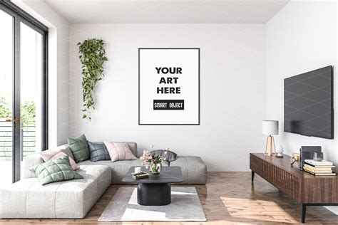 Frame Mockup Living Room Graphic By Elmil Design · Creative Fabrica