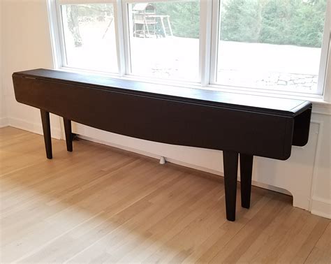 If your dining room is 14x11 feet, you would subtract six from both 14 and 11, making your ideal table size around 8x5 feet. Custom Made Narrow Drop Leaf Console That Expands To A ...