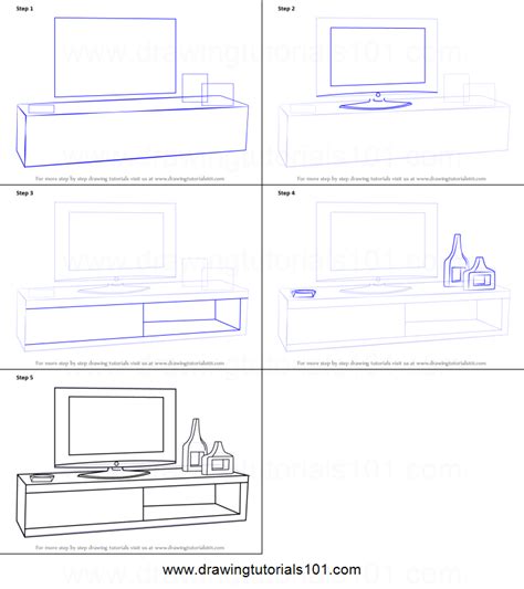 How To Draw Tv Unit Printable Step By Step Drawing Sheet