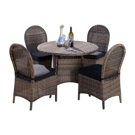 Home Loft Concepts Tarah 5 Piece Wicker Dining Set With Cushions