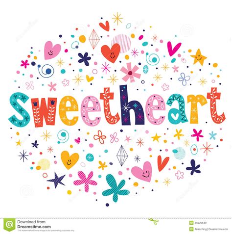 Sweetheart Typography Lettering Decorative Text Stock Vector