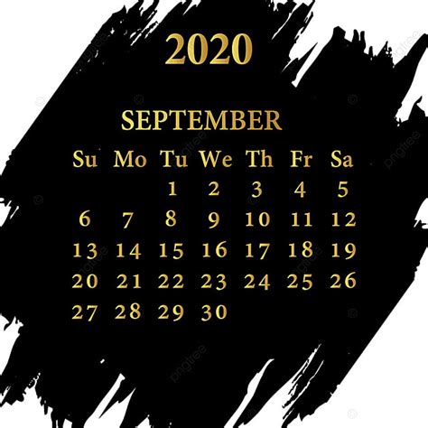 Calendario Septiembre 2020 Descarga Gratuita De Plantilla En Pngtree
