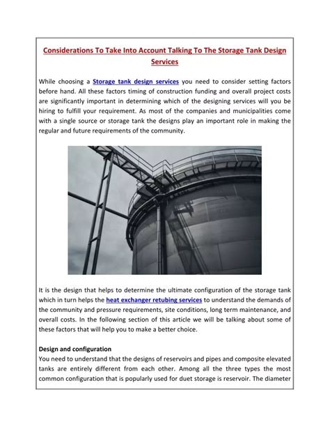 Ppt Considerations To Take Into Account Talking To The Storage Tank