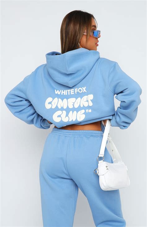 Comfort Club Oversized Hoodie Blissful Blue White Fox Boutique