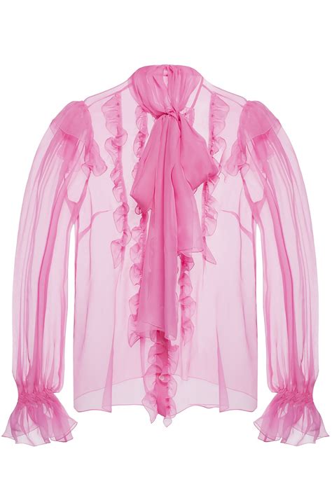 Pink Ruffled See Through Shirt Dolce And Gabbana Vitkac Gb