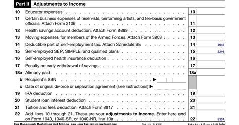 Irs Form 1040 Schedule 1 2020 Additional Income And Adjustments To