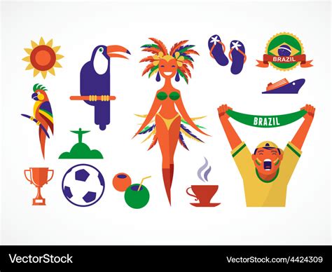 Brazil Icons Royalty Free Vector Image Vectorstock