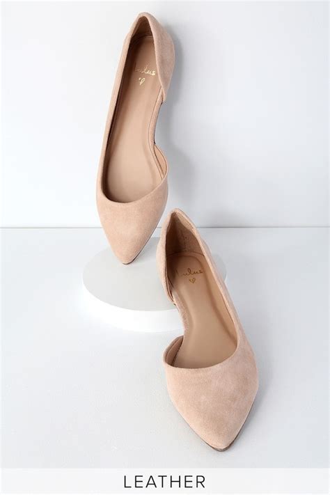 Chic Nude Suede Leather Flats Leather Flats D Orsay Flats Lulus