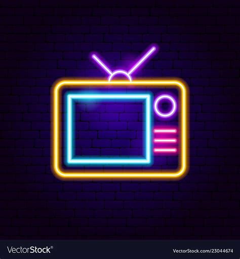 Update and share your work from a computer, tablet or phone. Analog TV Neon Sign. Vector Illustration of Film Promotion ...