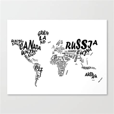 World Map Typography 2 Canvas Print By Bekim Art Society6