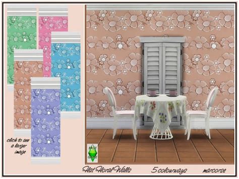 The Sims Resource Flat Floral Walls By Marcorse Sims 4 Downloads