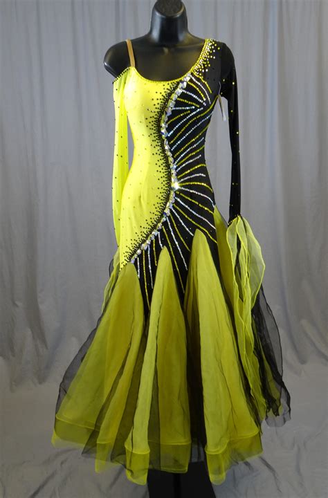 elegant black yellow ballroom dress