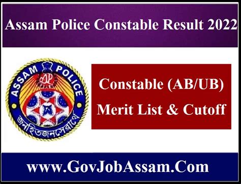 Assam Police Constable Final Result 2022 Constable AB UB Merit List