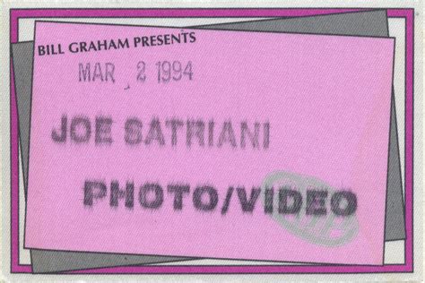 Joe Satriani Backstage Pass Mar 2 1994 At Wolfgangs