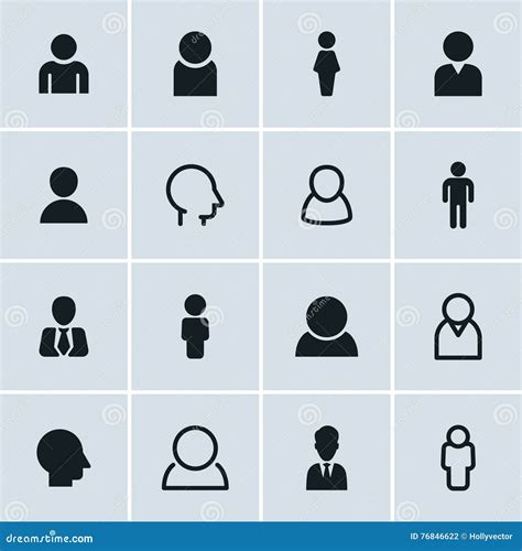 Person Symbols Basic Outline Vector Icons Collection Male Female And