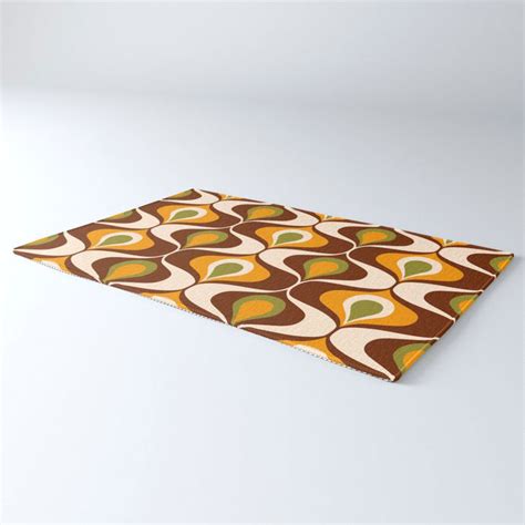 Retro 70s Ovals Op Art Pattern Brown Orange Carpet Dana Du Design