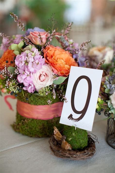 Birds Nest And Moss Table Numbers And Escort Card Table